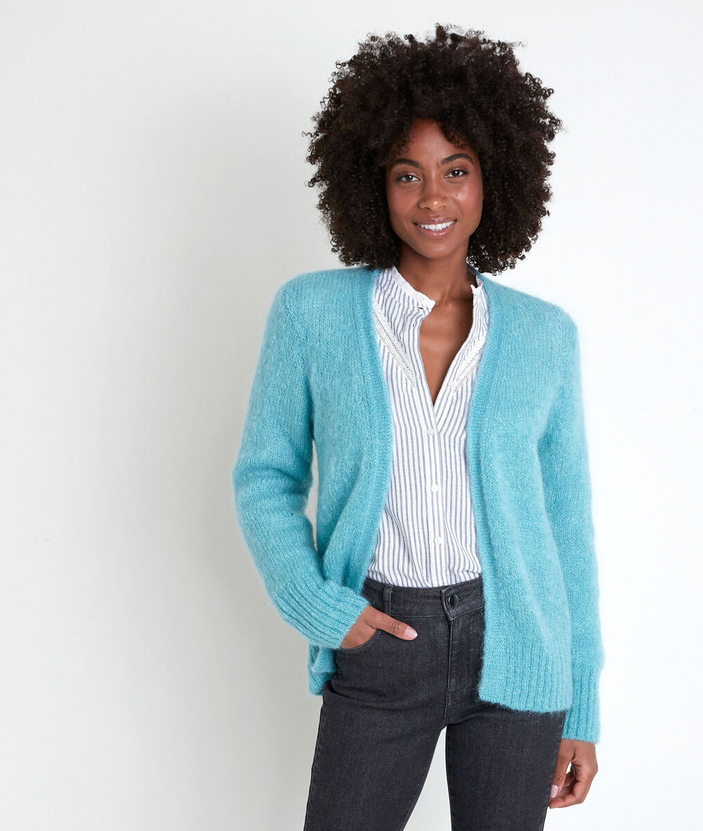 Gilet en mohair mélangé bleu Rozelle | 1-2-3 Gilet en mohair mélangé bleu Rozelle PhotoZ | 1-2-3