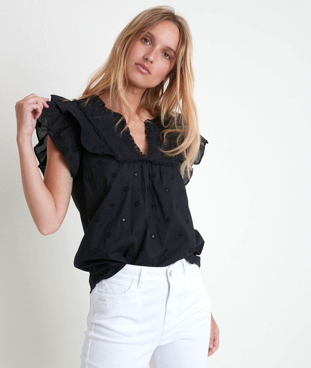 Blouse en coton biologique brodée Tarin | 1-2-3 Blouse en coton biologique brodée Tarin PhotoZ | 1-2-3