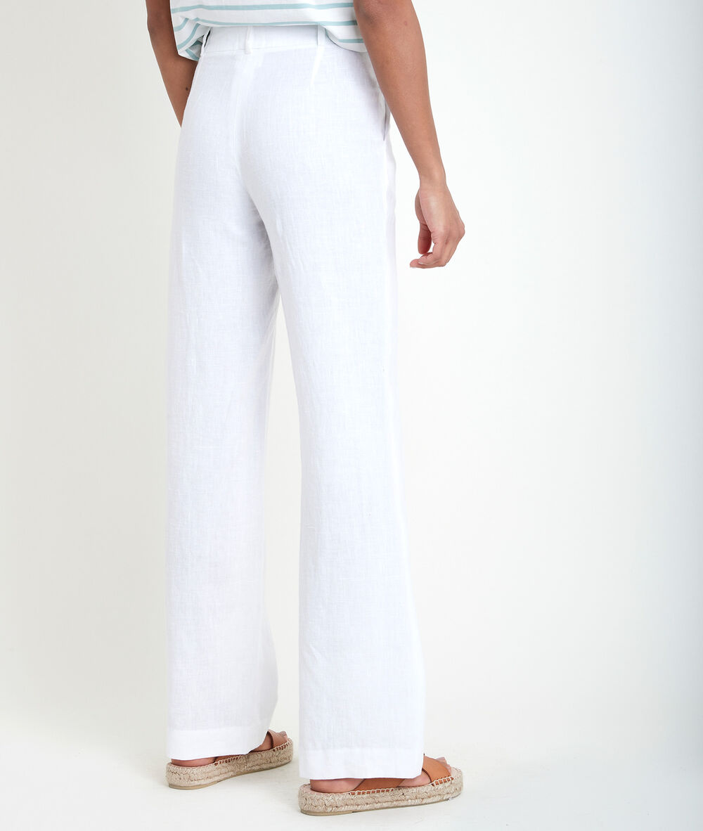 Pantalon en lin certifié à pont iber blanc.