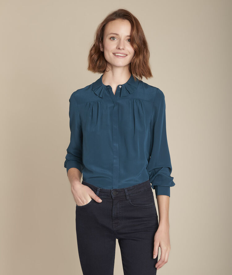 Zypressenfarbene seidenbluse maria waldgr&uuml;n.