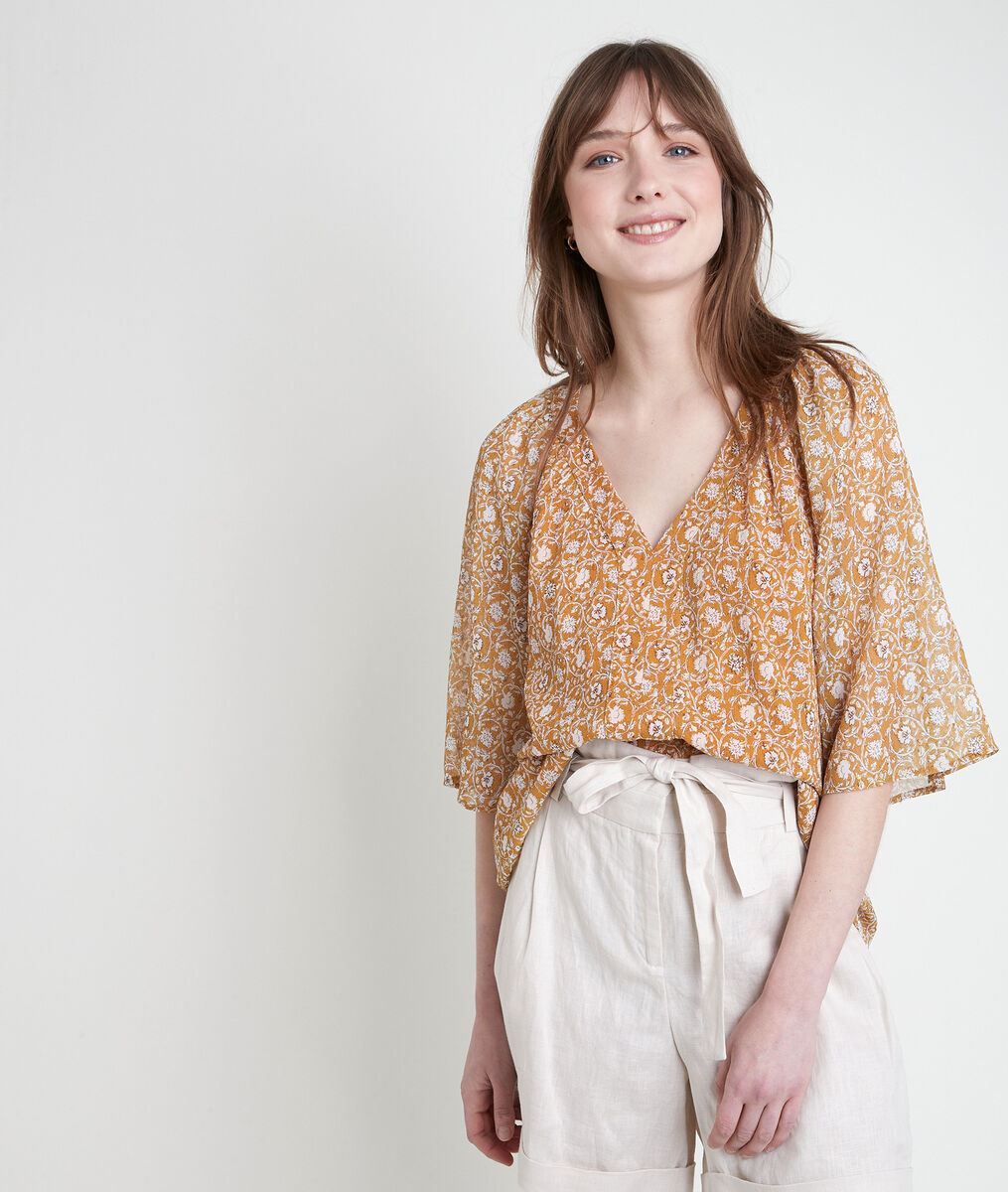 Blouse bronze imprimée Timothée | 1-2-3 Blouse bronze imprimée Timothée PhotoZ | 1-2-3