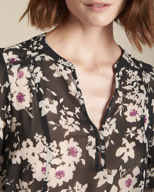 Blouse imprimé fleuri valerianne noir.