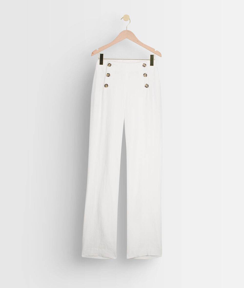Pantalon en lin certifié à pont iber blanc.