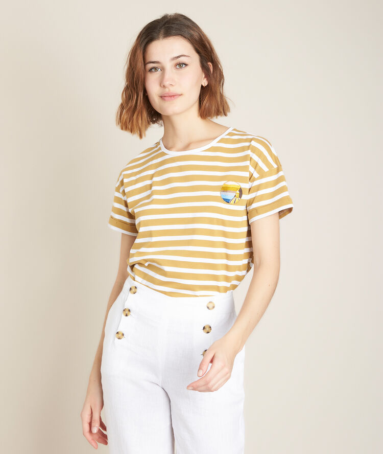 Tee-shirt rayé rhita craie.
