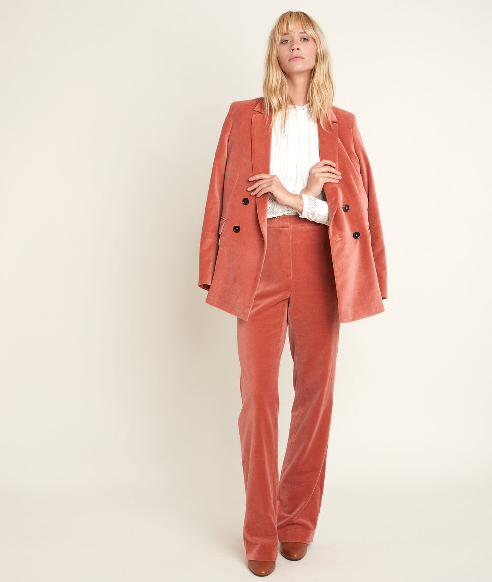 Veste en velours tilleul goyave.