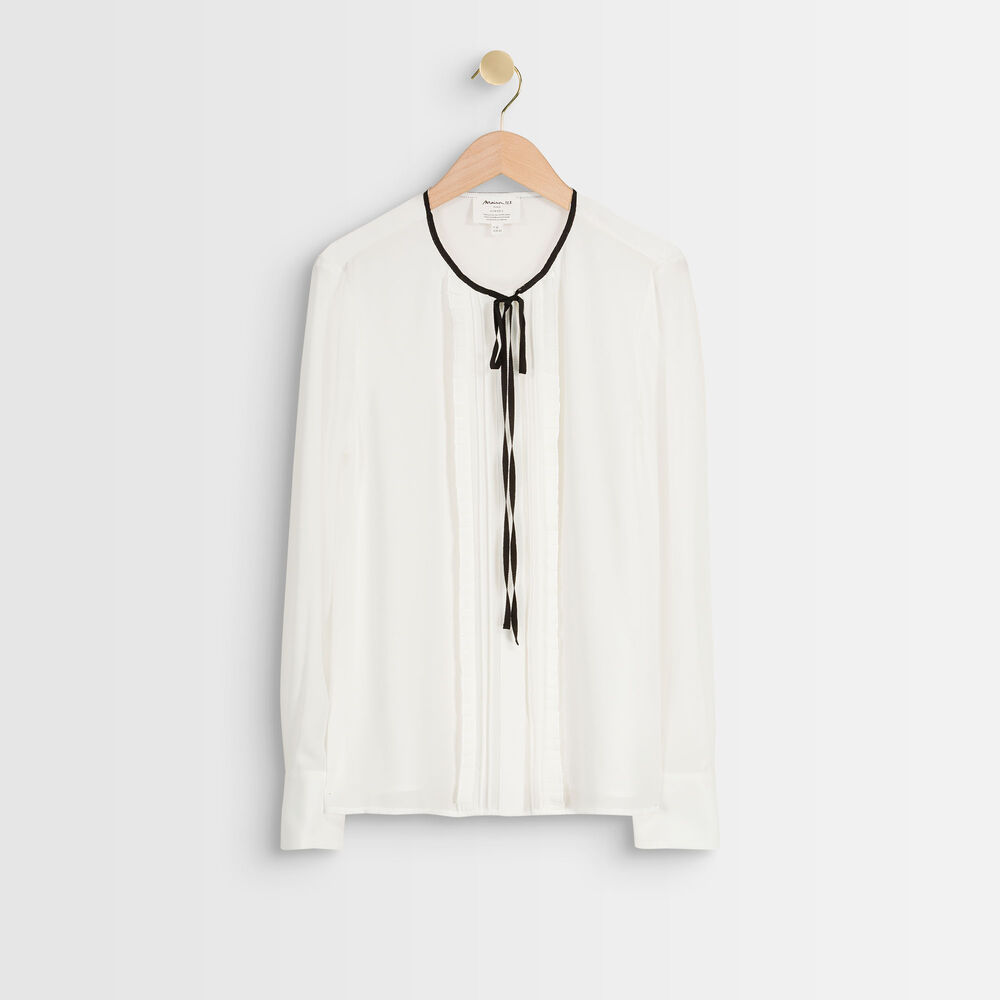 Blouse en polyester recyclé à plastron joséphine ecru.