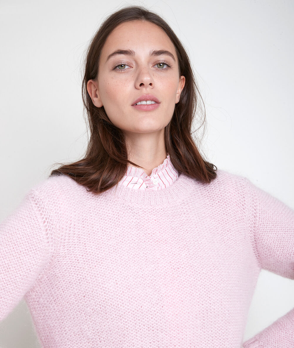 Puderfarbener pullover aus mohair-mix alabama poudre.