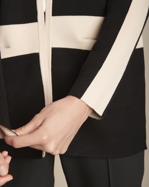 Veste en maille bicolore feerie noir.