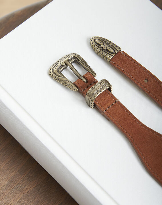 Ceinture en cuir acajou à boucle western Adenac | 1-2-3 Ceinture en cuir acajou à boucle western Adenac PhotoZ | 1-2-3