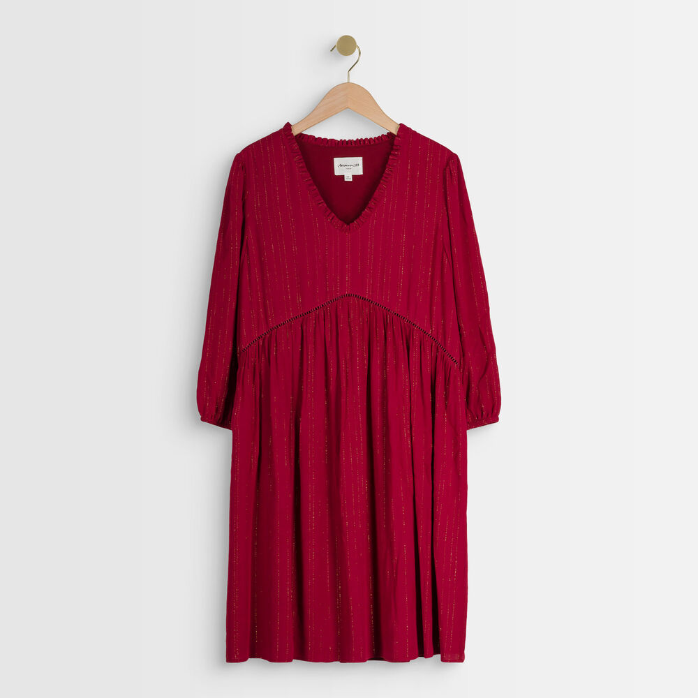 Robe rouge trapèze en lurex larissa bourgogne.