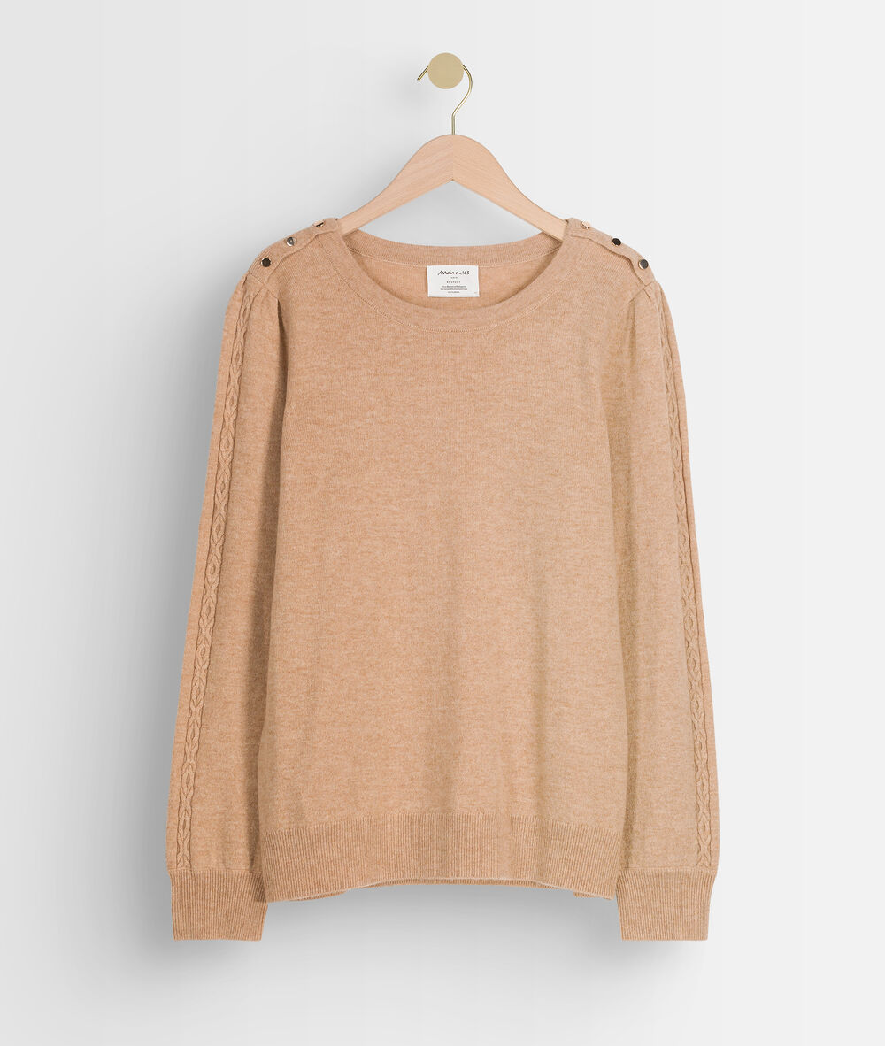 Pull à manches bouffantes beige trystan camel clair.