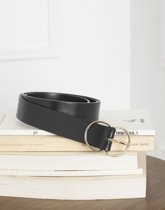 Ceinture noire en cuir double boucle Katerine | 1-2-3 Ceinture noire en cuir double boucle Katerine PhotoZ | 1-2-3