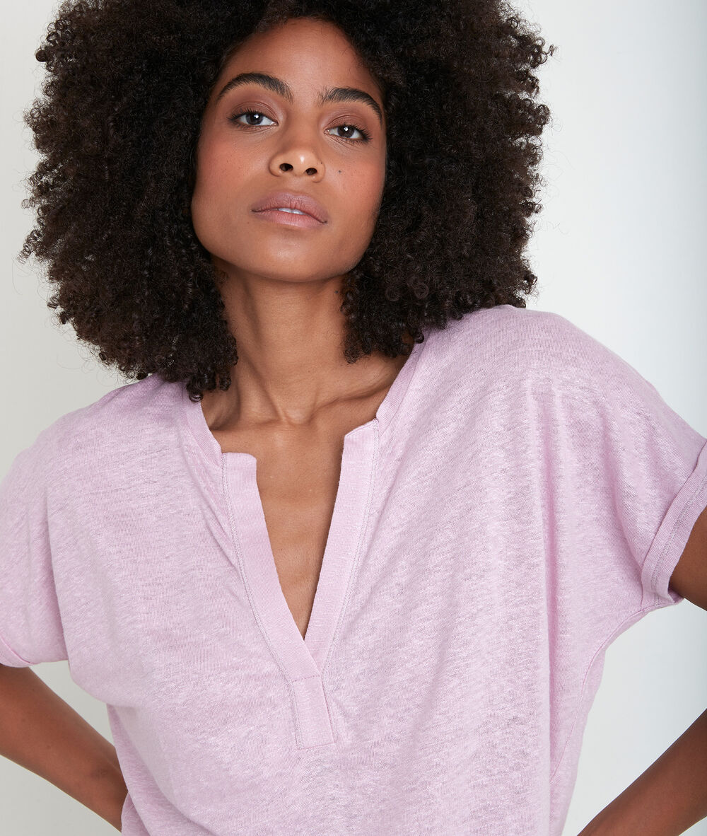 Top en lin biologique mauve ilaria mauve.