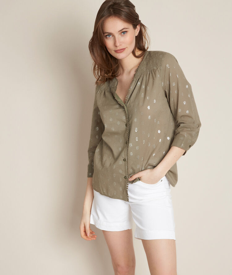 Blouse verte lurex elma amande.