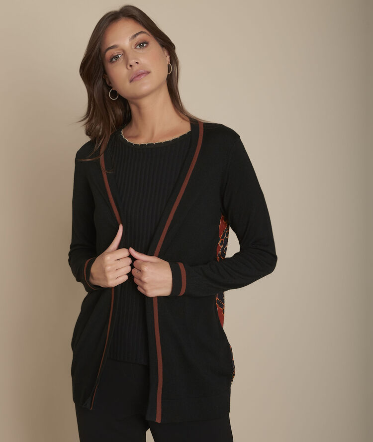 Lang vest uit twee materialen flicka noir.