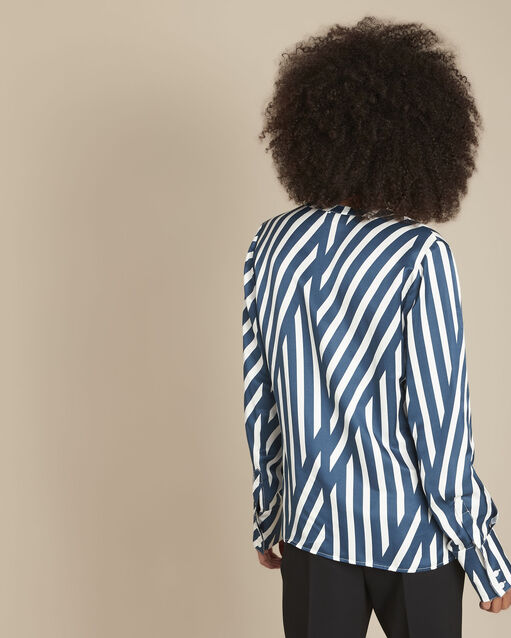 Blouse en soie mélangée rayée muriella marine.