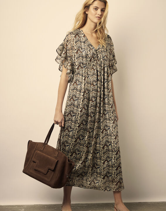 Robe noire imprimée longue Lavina | 1-2-3 Robe noire imprimée longue Lavina PhotoZ | 1-2-3