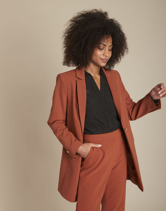 Veste de tailleur en microfibre acajou Baya | 1-2-3 Veste de tailleur en microfibre acajou Baya PhotoZ | 1-2-3
