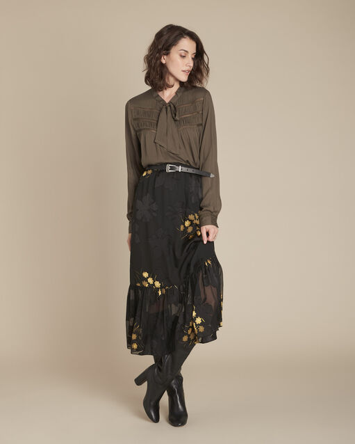 Khakifarbene Bluse im Lavallière-Stil und mit Spitze, Moulin (2) - Maison 123