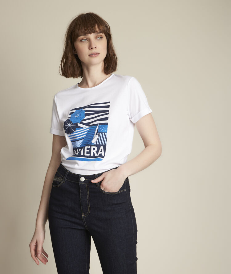 Tee-shirt s&eacute;rigraphi&eacute; riviera blanc.