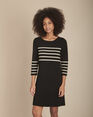 Schwarzes strickkleid mit streifen france schwarz.