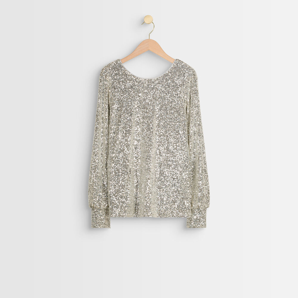 Top à sequins destin lurex argent.