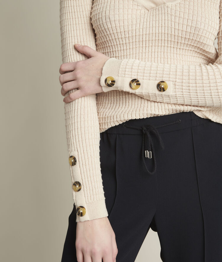 Pull beige en polyester recyclé dolmen greige.