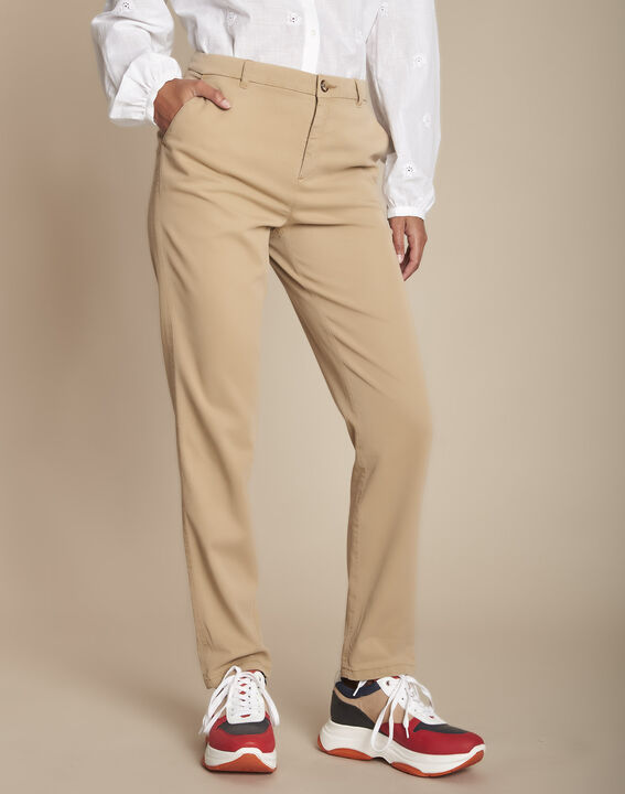 Pantalon havane cigarette 7/8e en tencel Eugene | 1-2-3 Pantalon havane cigarette 7/8e en tencel Eugene PhotoZ | 1-2-3