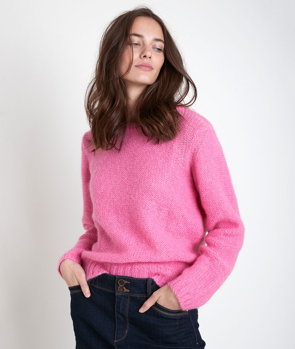 Pull en mohair m&eacute;lang&eacute; rose alabama rose.