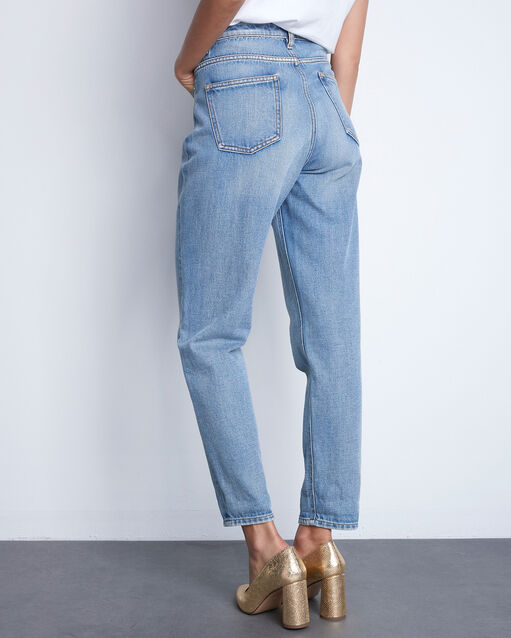 Le lovely mum jean pure bleached solene indigo clair.