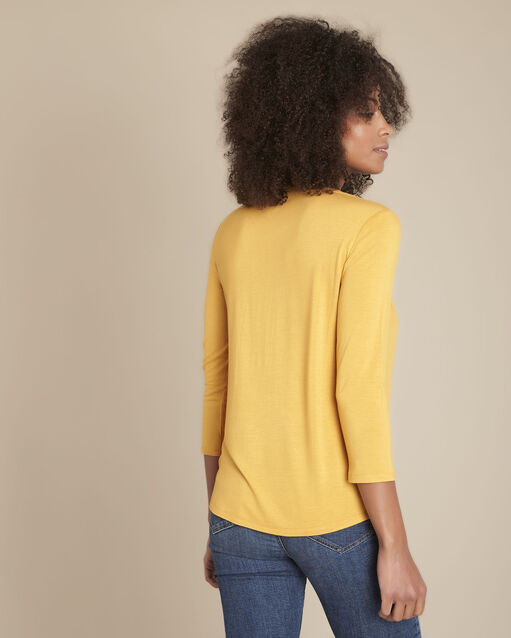 Blouse bimatière ambre mira ocre.