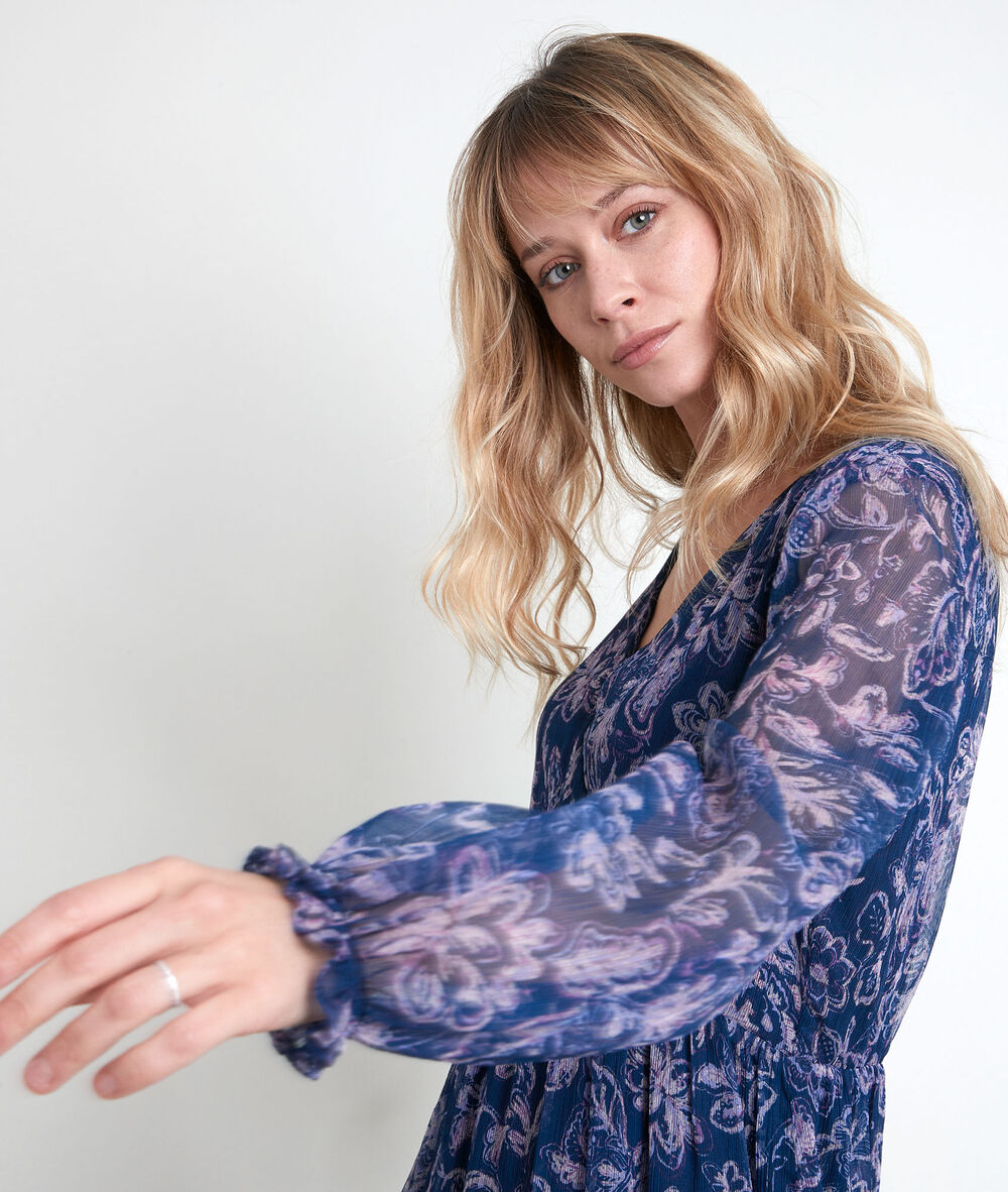 Robe longue bleue imprimée louise bleu.