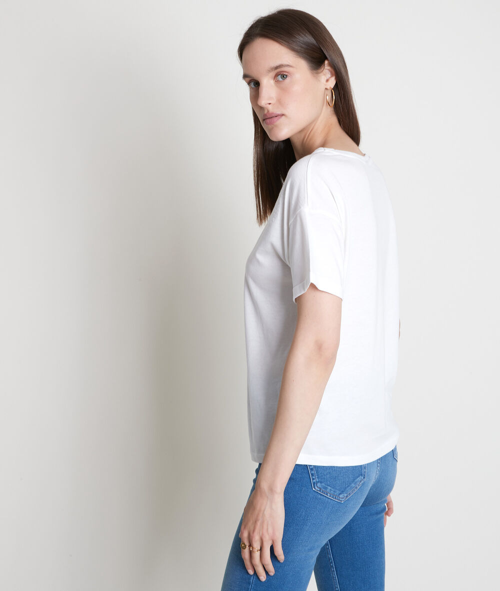 Wit geborduurd shirt van katoen en modaal eraz blanc.
