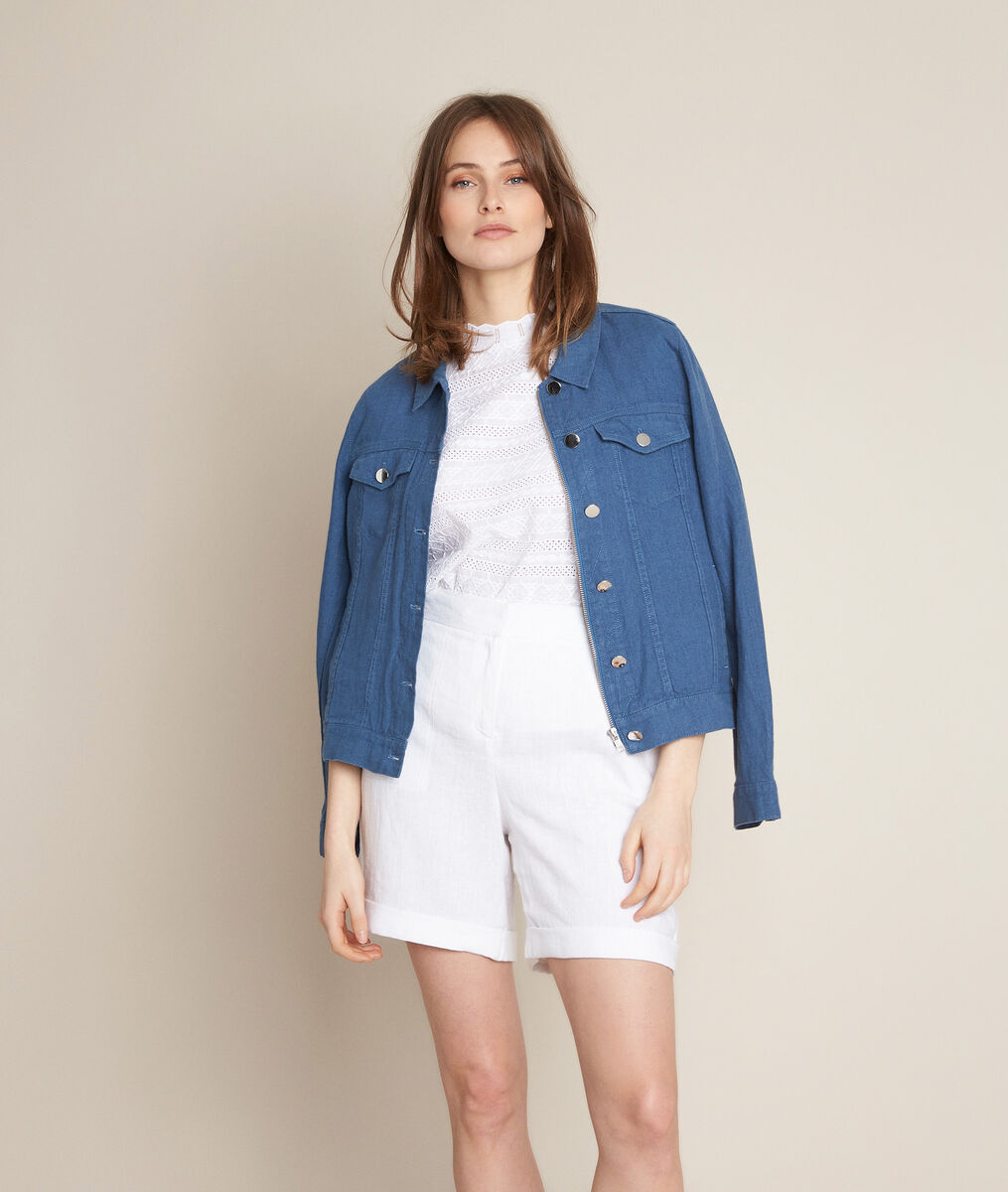 Veste en lin indigo Clem | 1-2-3 Veste en lin indigo Clem PhotoZ | 1-2-3
