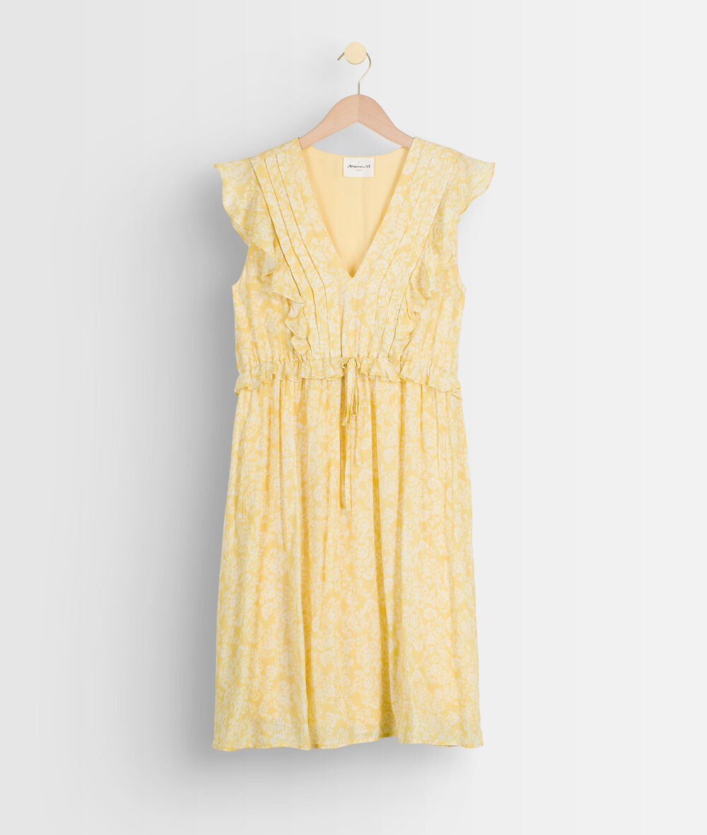 Robe courte imprimée jaune savannah citron.
