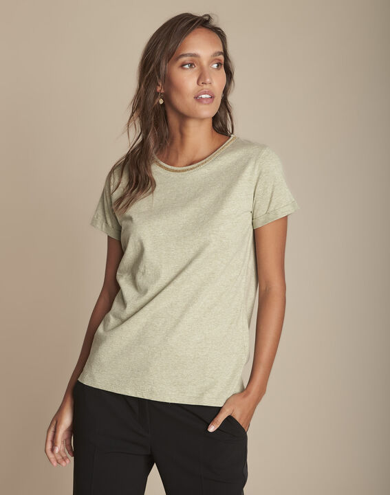 Tee-shirt chaux encolure lurex Clara | 1-2-3 Tee-shirt chaux encolure lurex Clara PhotoZ | 1-2-3
