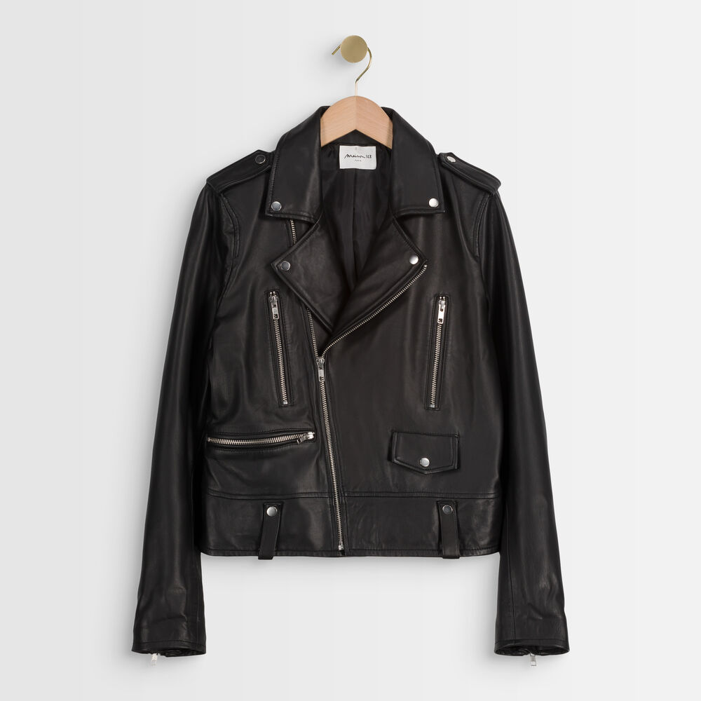 Veste en cuir noir tommy noir.