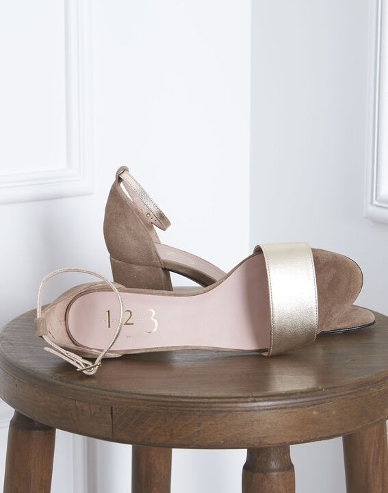 Sandales ouvertes dorées en cuir Khloe | 1-2-3 Sandales ouvertes dorées en cuir Khloe PhotoZ | 1-2-3