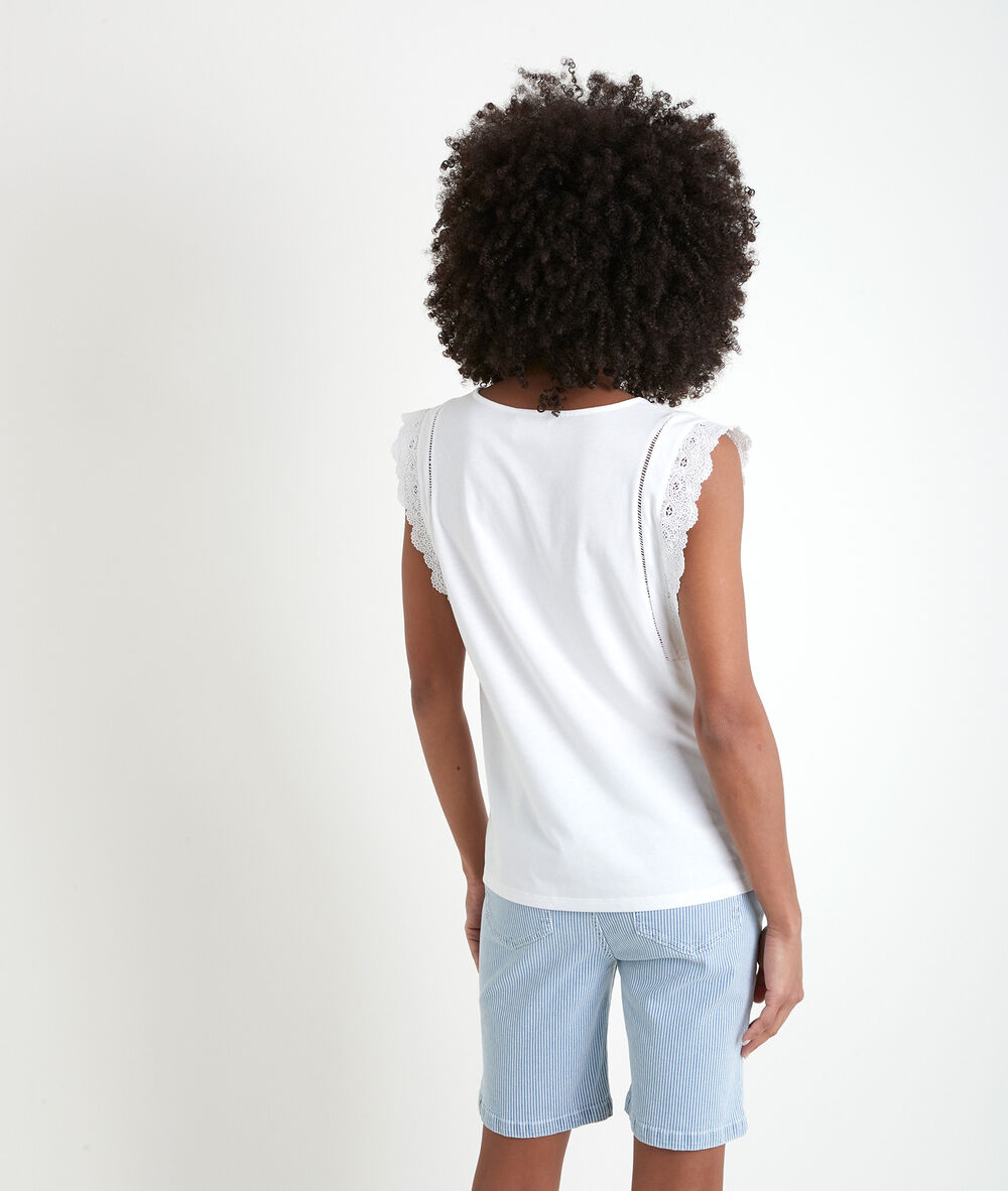 Tee-shirt écru à dentelle isaline ecru.