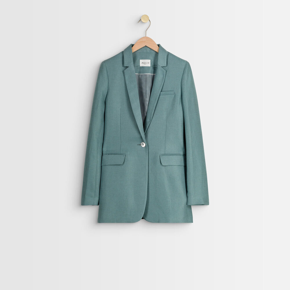 Veste longue en lin et coton tamara ardoise.