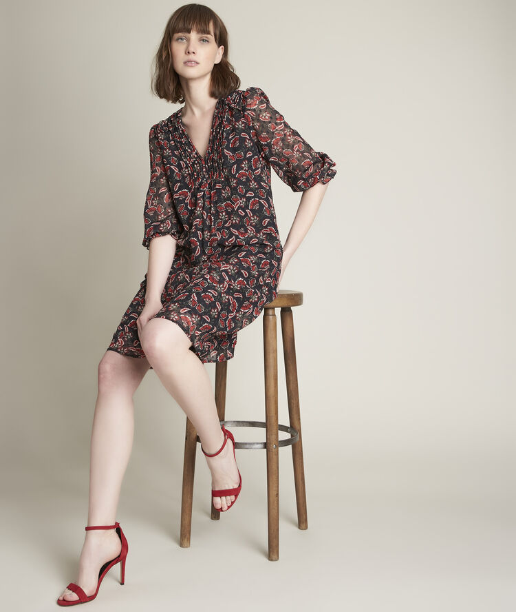 Korte jurk met print claudia zwart.