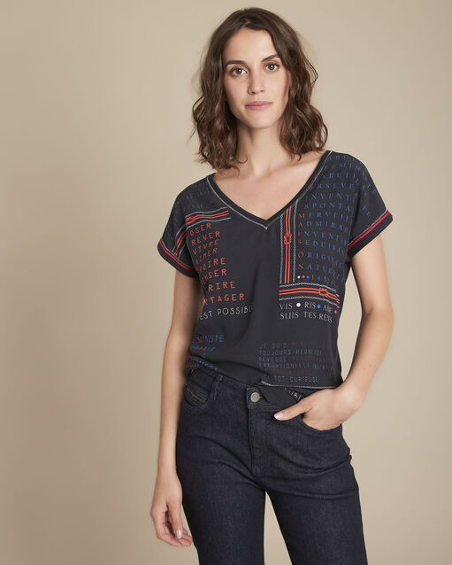 Tee-shirt bimatière imprimé Motive (1) - Maison 123