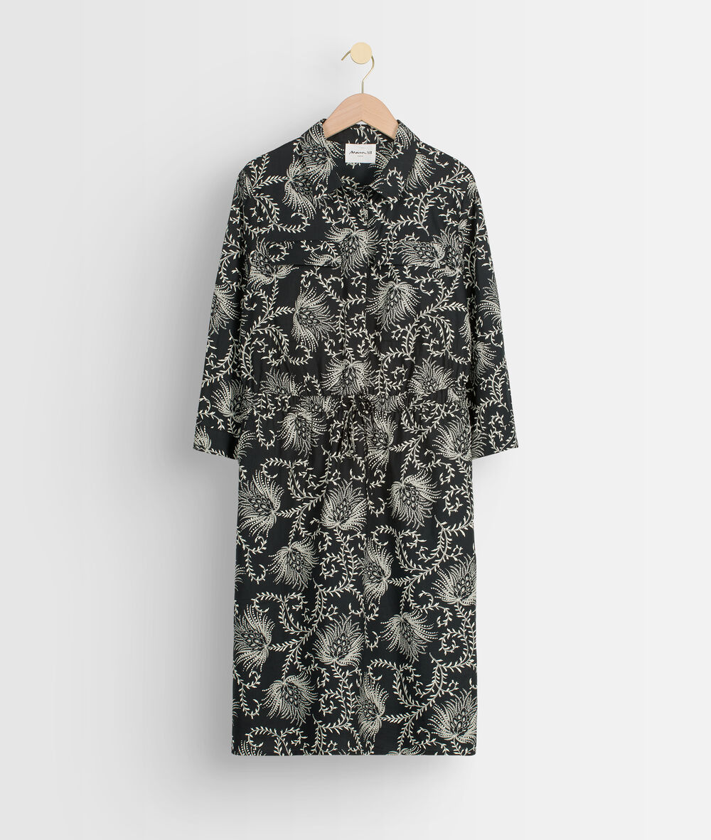 Zwart en witte katoenen jurk met print suzie noir.