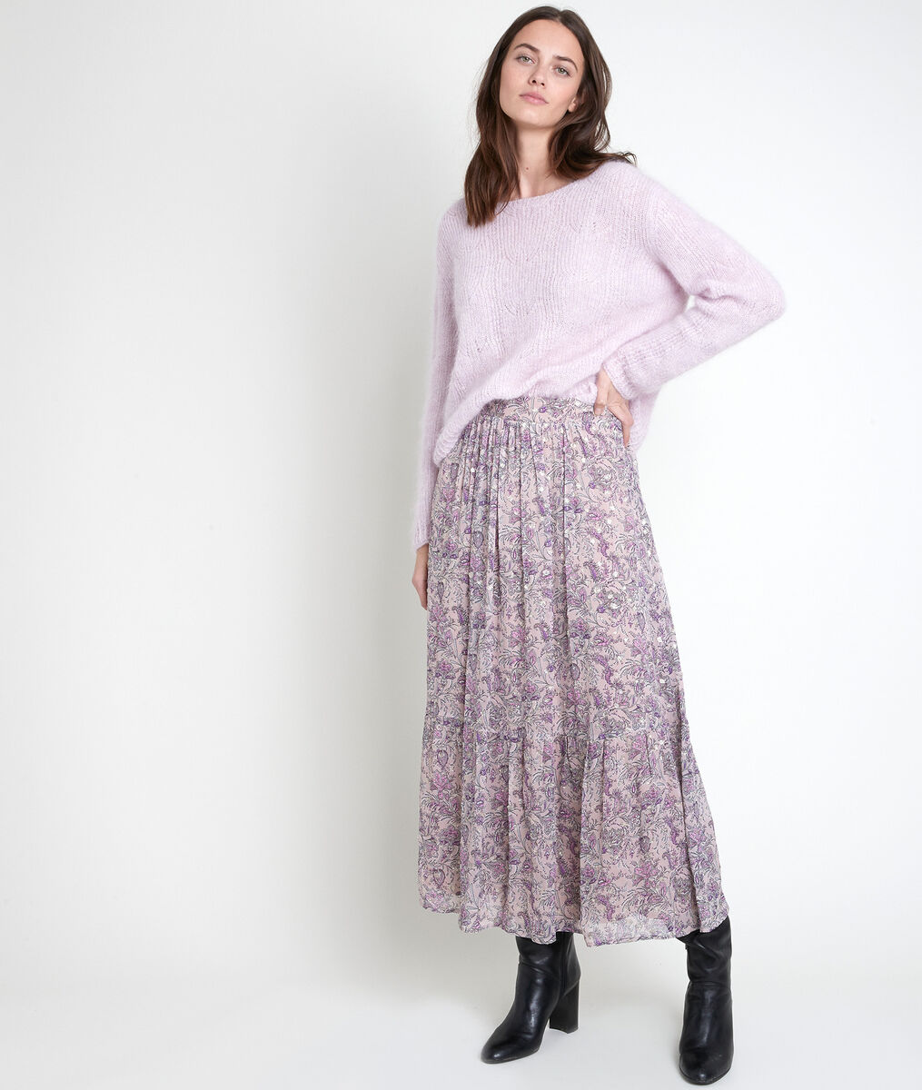 Jupe mauve imprimée Elena | 1-2-3 Jupe mauve imprimée Elena PhotoZ | 1-2-3