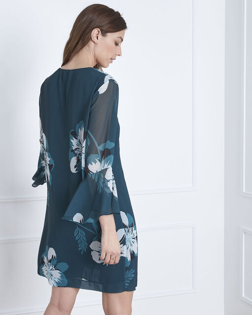 Robe vert foncé imprimé fleuri astrid foret.