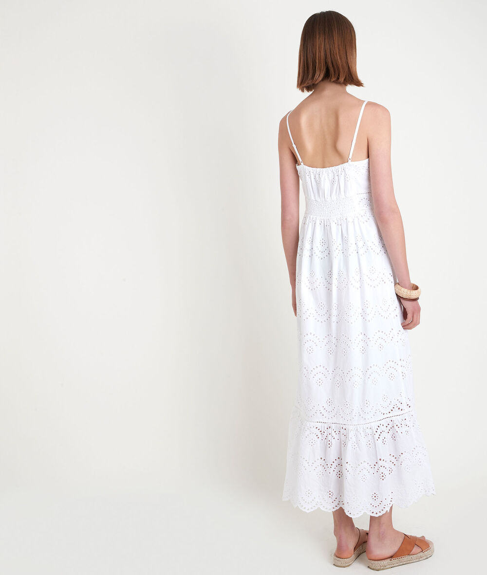 Robe longue en broderie anglaise blanche lys ecru.