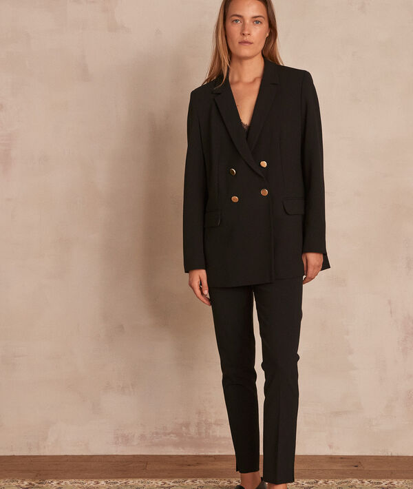 Veste croisée en microfibre noire Florine | 1-2-3 Veste croisée en microfibre noire Florine PhotoZ | 1-2-3
