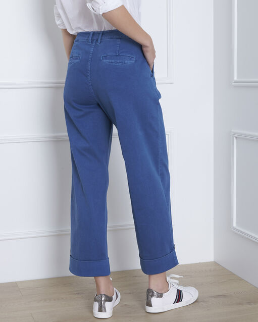 Lichtindigo, korte jeans met wijde pijpen clara bleu moyen.