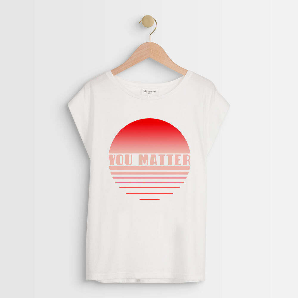 Tee-shirt en coton biologique écru imprimé inno ecru.