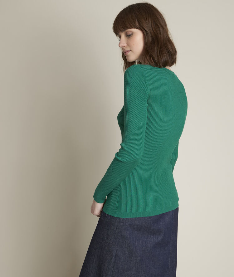 Pull côtelé délice sauge.